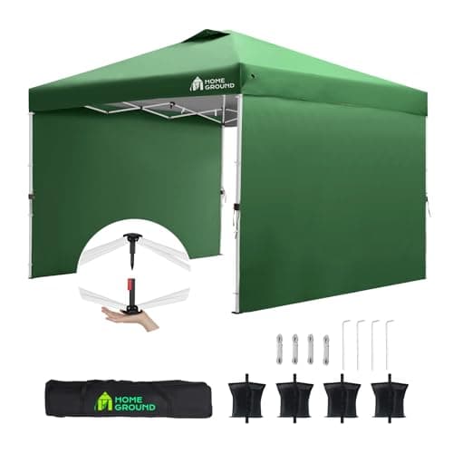 ワンタッチ タープテント 3m×3m センターロック式 組立て簡単 専用横幕2枚付属