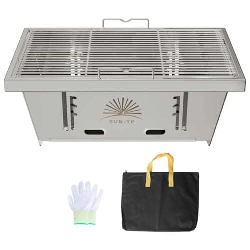 折り畳みコンロ バーベキュー コンロ BBQグリル 焚き火台 igtテーブル用 調整可能な炉内燃焼カーボンプレートの高さ ステンレス製 1枚 ステンレス棒 2本 収納袋付き